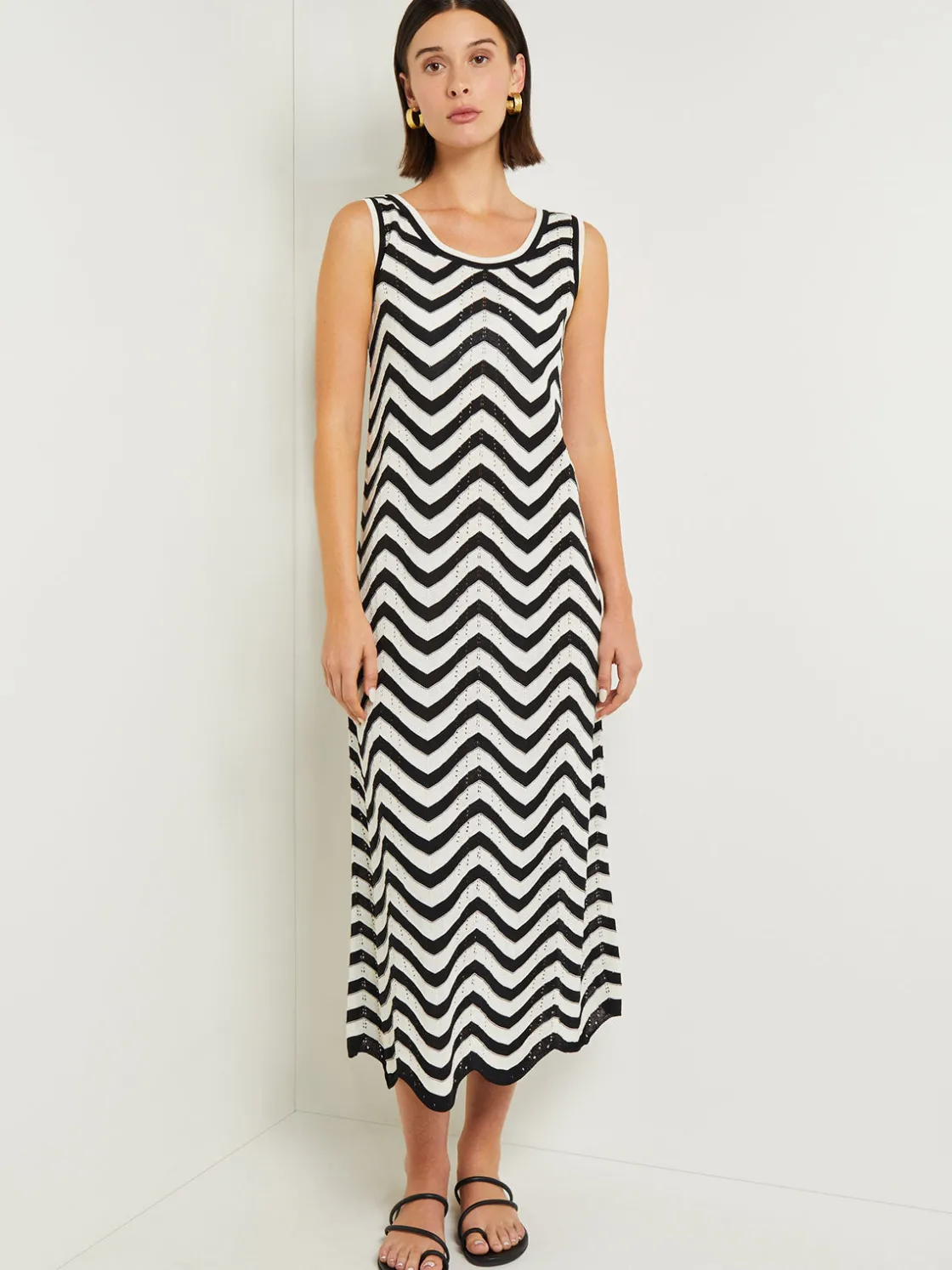 Misook Dresses|Midi Sheath Dress - Chevron Hem Intarsia Knit