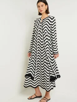 Misook Dresses|Midi Sheath Dress - Chevron Hem Intarsia Knit