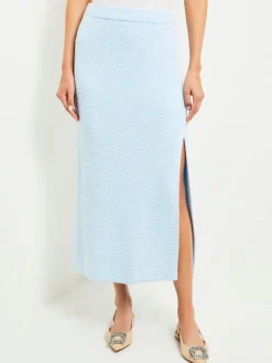 Misook Skirts|Midi Straight Skirt - Side Slit Tweed Knit