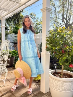 Misook Dresses|Midi Tent Dress - Sleeveless Eyelet Detailed Woven