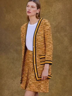 Misook Skirts|Mini A-Line Skirt - Pleated Tweed Knit