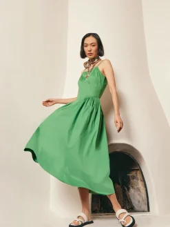 Misook Dresses|Modern Fit & Flare Cotton Maxi Dress