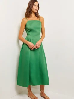 Misook Dresses|Modern Fit & Flare Cotton Maxi Dress