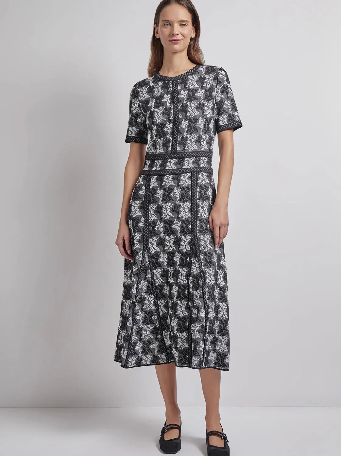 Misook Dresses|Modern Fit & Flare Intarsia Knit Dress