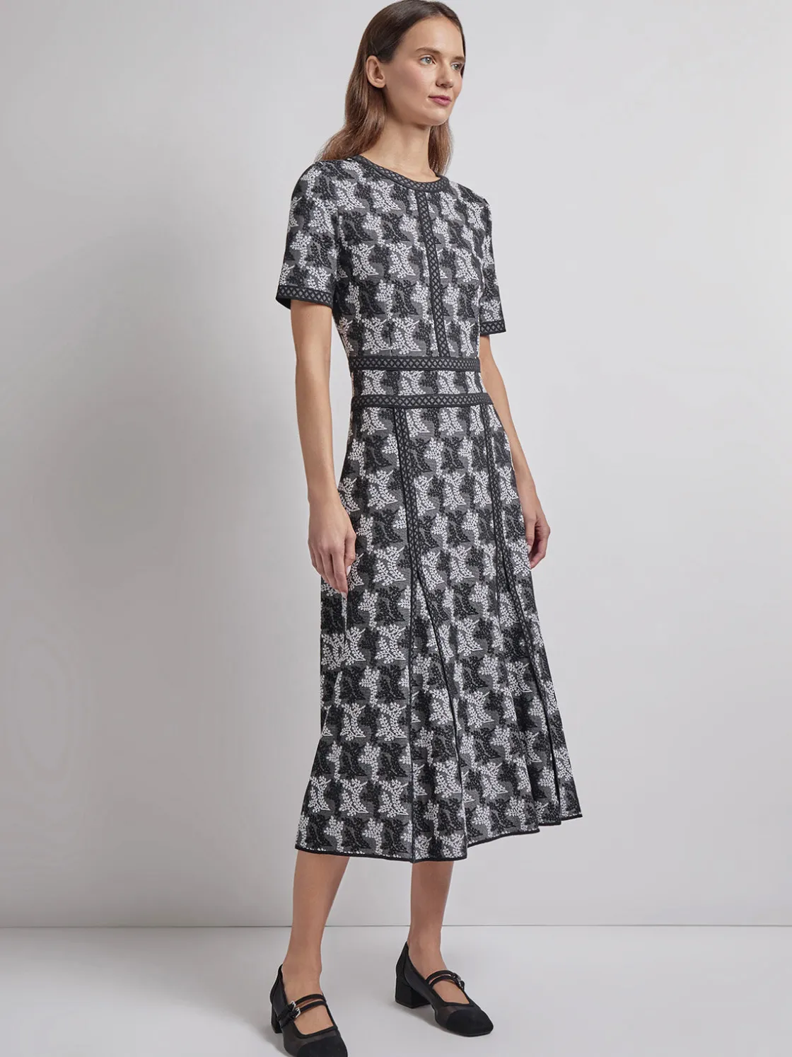 Misook Dresses|Modern Fit & Flare Intarsia Knit Dress