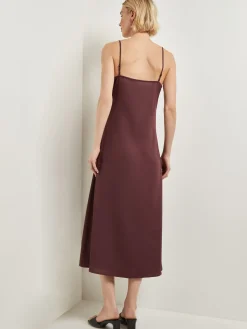 Misook Dresses|Modern Fit A-Line Crepe de Chine Slip Maxi Dress