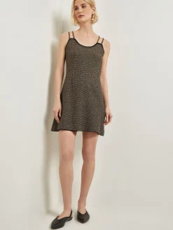 Misook Dresses|Modern Fit A-Line Curb Chain Double Strap Knit Mini Dress