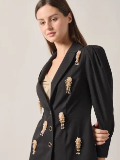 Misook Jackets & Coats|Modern Fit Beaded Applique Button Front Blazer