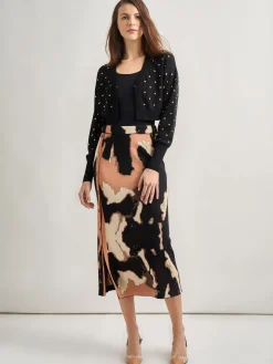 Misook Jackets & Coats|Modern Fit Cropped Gold Studded Soft Knit Cardigan