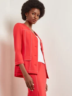 Misook Jackets & Coats|Modern Fit Jacket - Contrast Stitch Woven