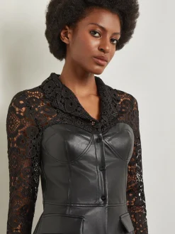 Misook Jackets & Coats|Modern Fit Lace & Vegan Leather Corset Jacket