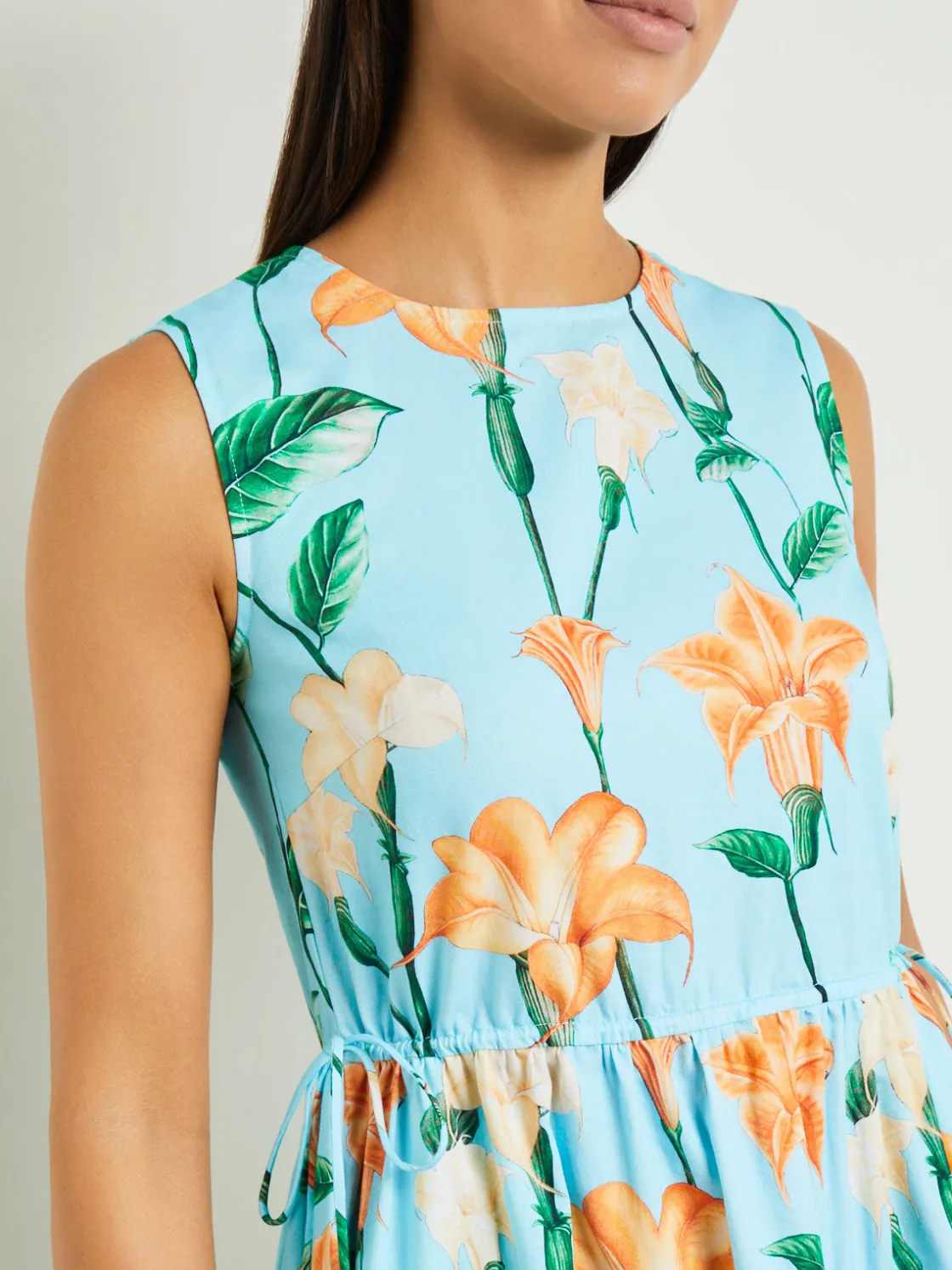 Misook Dresses|Modern Fit Maxi Drop Waist Floral Cotton Dress