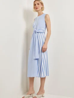 Misook Dresses|Modern Fit Midi A-Line Dress - Split Pattern Cotton