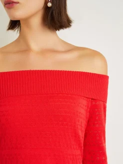 Misook Tops & Tees|Modern Fit Off-The-Shoulder Burnout Knit Top