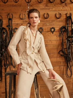 Misook Jackets & Coats|Modern Fit Single Button Jacket - Lace Tie Detail Woven