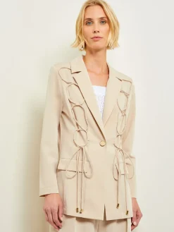 Misook Jackets & Coats|Modern Fit Single Button Jacket - Lace Tie Detail Woven