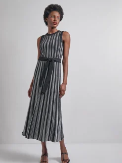 Misook Dresses|Modern Fit Sleeveless Soft Ribbed Knit Belted Maxi Dress
