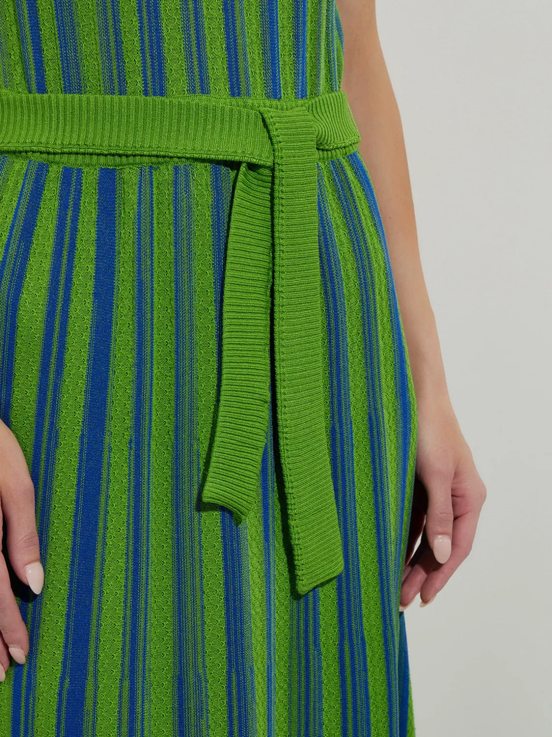 Misook Dresses|Modern Fit Sleeveless Soft Ribbed Knit Belted Maxi Dress