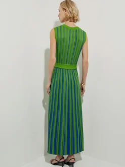 Misook Dresses|Modern Fit Sleeveless Soft Ribbed Knit Belted Maxi Dress