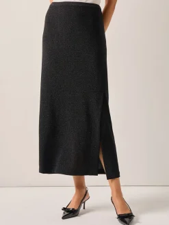 Misook Skirts|Modern Fit Sparkle Stretch Woven Straight Maxi Skirt