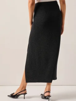 Misook Skirts|Modern Fit Sparkle Stretch Woven Straight Maxi Skirt