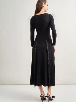 Misook Dresses|Modern Fit-and-Flare Sequin Princess Seam Knit Maxi Dress