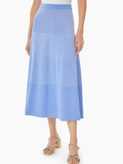 Misook Skirts|Multi-Stripe Soft Knit Midi Skirt