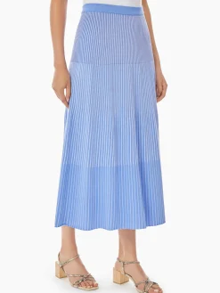 Misook Skirts|Multi-Stripe Soft Knit Midi Skirt