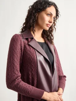 Misook Jackets & Coats|Notched Collar Long Mixed Media Jacket