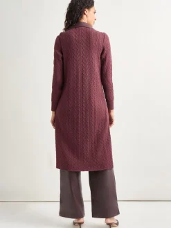 Misook Jackets & Coats|Notched Collar Long Mixed Media Jacket