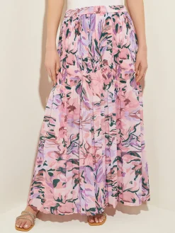 Misook Skirts|Pink Pleated Skirt - Floral Maxi Skirt |
