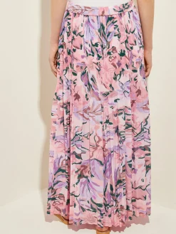 Misook Skirts|Pink Pleated Skirt - Floral Maxi Skirt |