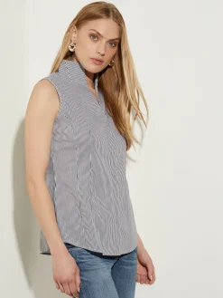 Misook Blouses & Shirts|Tops & Tees|Pinstripe Sleeveless Stretch Cotton Blouse,
