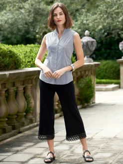 Misook Blouses & Shirts|Tops & Tees|Pinstripe Sleeveless Stretch Cotton Blouse,