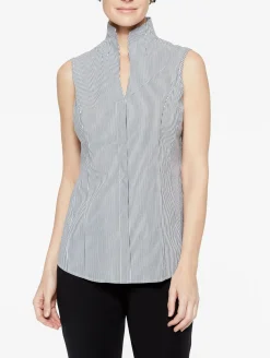 Misook Blouses & Shirts|Tops & Tees|Pinstripe Sleeveless Stretch Cotton Blouse,