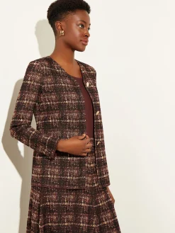 Misook Jackets & Coats|Plaid Button-Front Knit Jacket