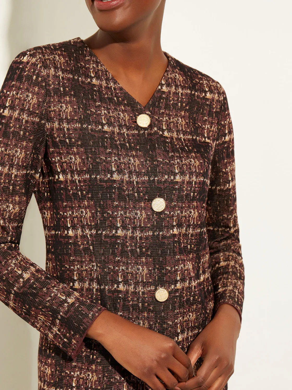 Misook Jackets & Coats|Plaid Button-Front Knit Jacket