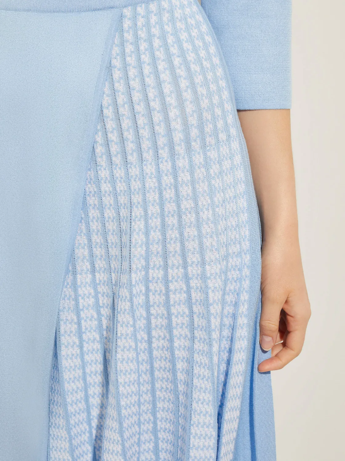 Misook Dresses|Pleated Contrast Panel Soft Knit Dress