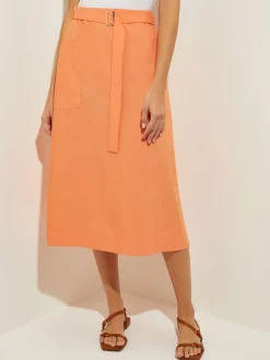 Misook Skirts|Pocketed Poplin A-Line Midi Skirt