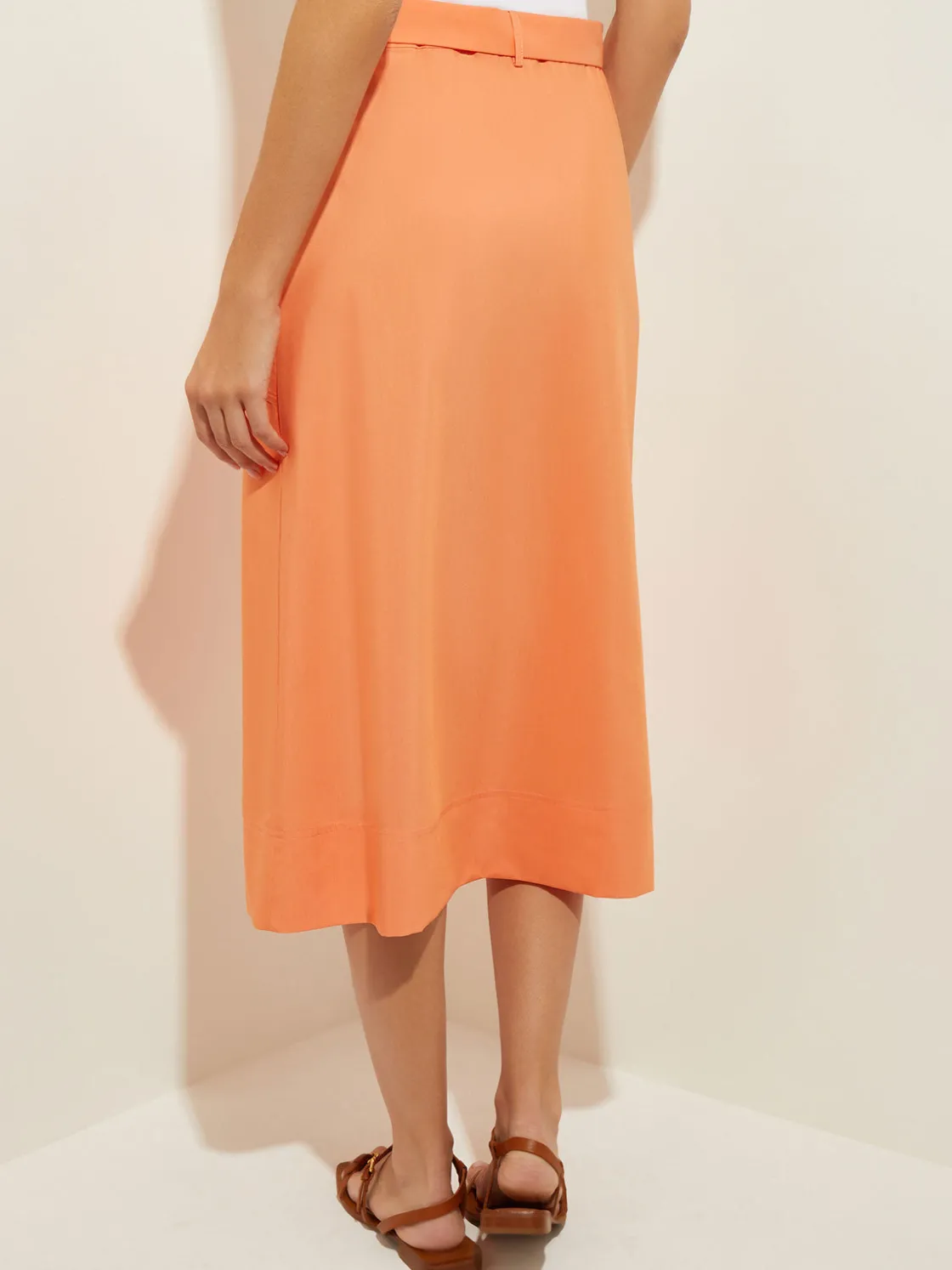 Misook Skirts|Pocketed Poplin A-Line Midi Skirt