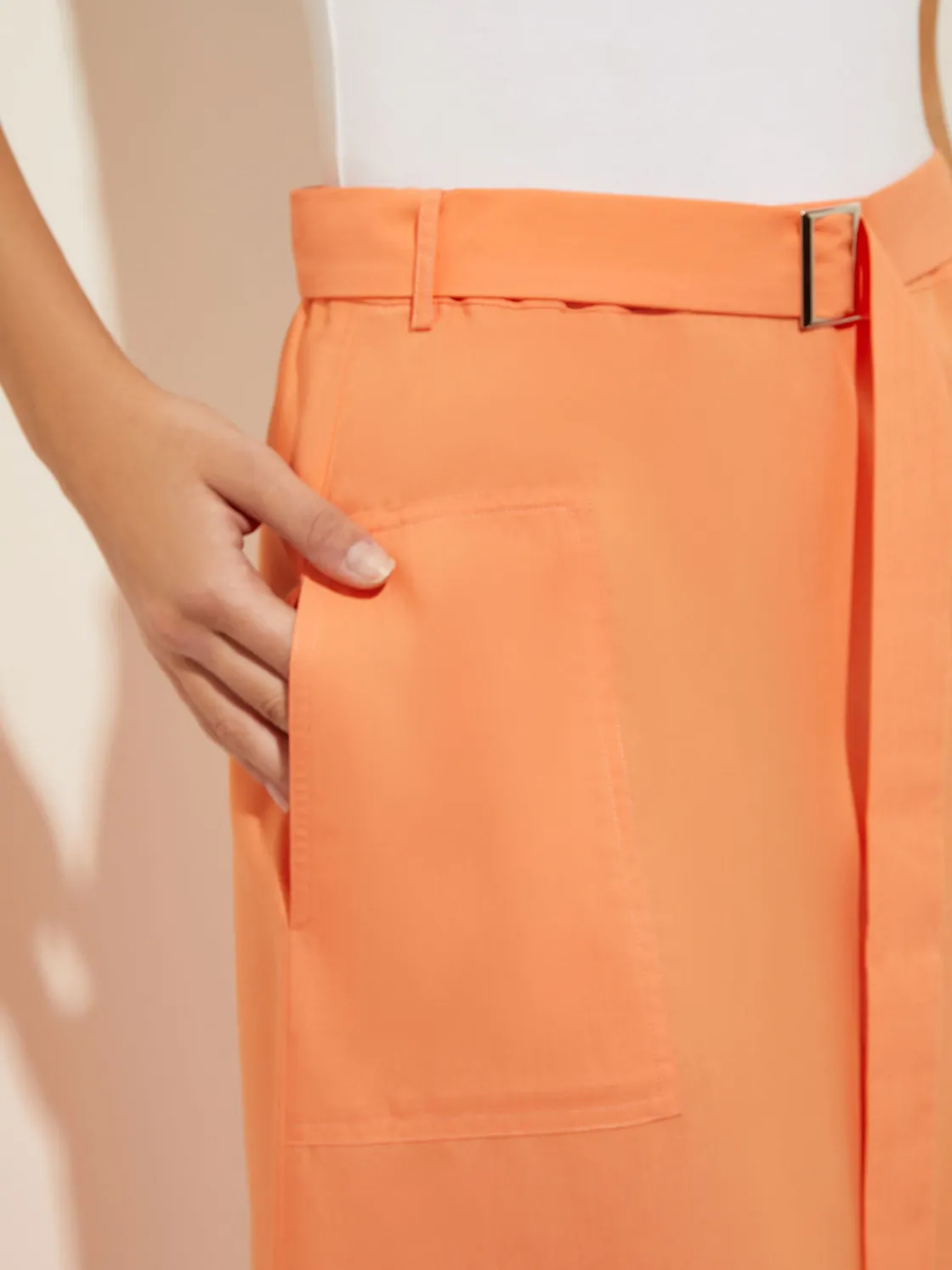 Misook Skirts|Pocketed Poplin A-Line Midi Skirt