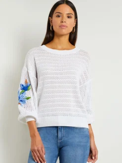 Misook Tops & Tees|Pointelle Top - Balloon Sleeve Sweater |