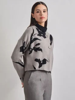 Misook Jackets & Coats|Relaxed Fit Abstract Floral Soft Knit Jacket