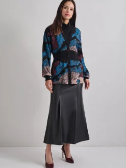 Misook Jackets & Coats|Relaxed Fit Abstract Inset Waist Jacquard Knit Cardigan