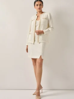 Misook Jackets & Coats|Relaxed Fit Boucle Lurex Crochet Trim Knit Jacket
