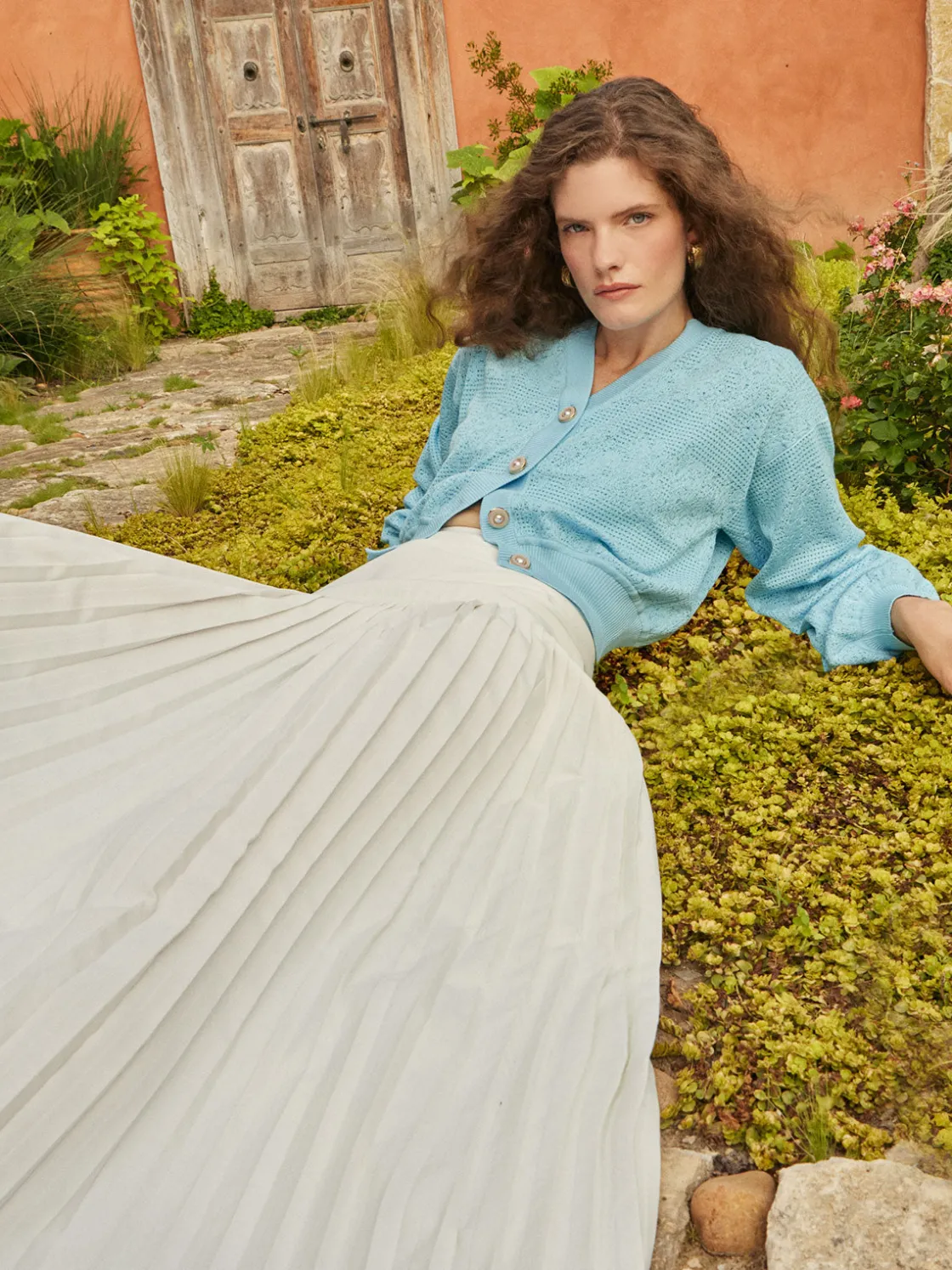 Misook Jackets & Coats|Relaxed Fit Button Front Jacket - Balloon Sleeve Soft Burnout Knit