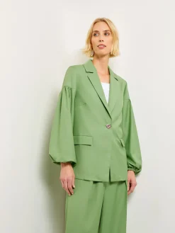 Misook Jackets & Coats|Relaxed Fit One Button Jacket - Balloon Sleeve Relaxed Woven