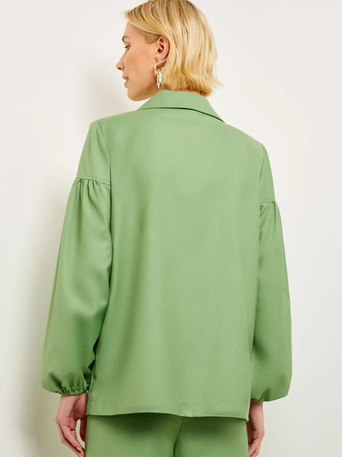 Misook Jackets & Coats|Relaxed Fit One Button Jacket - Balloon Sleeve Relaxed Woven