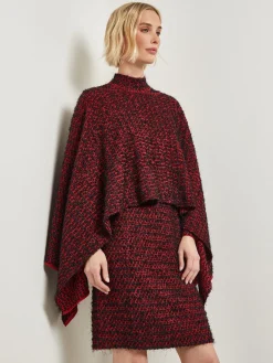 Misook Jackets & Coats|Relaxed Fit Two-Tone Eyelash Knit Poncho