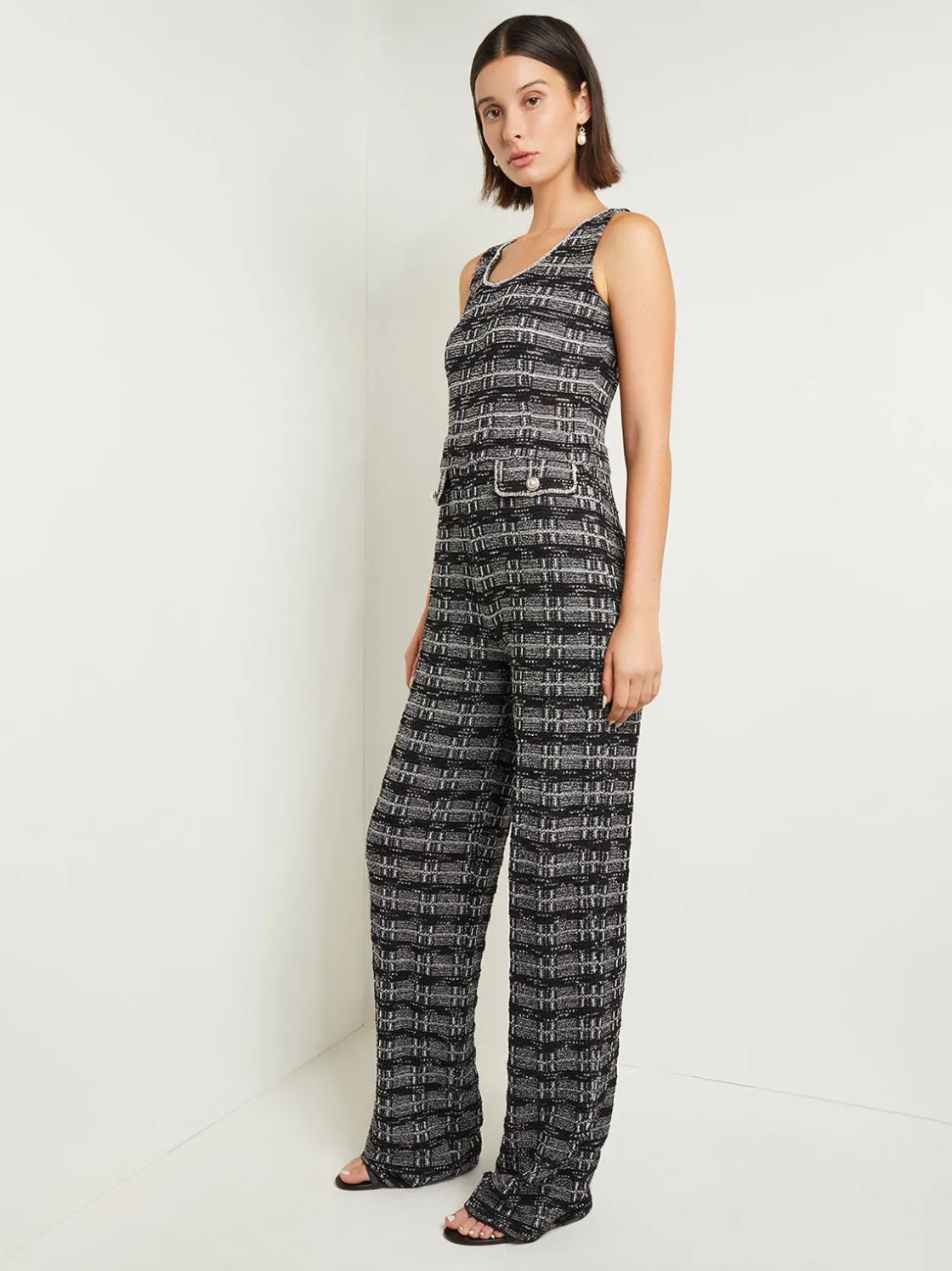 Misook Pants & Shorts|Dresses|Rhinestone Accent Tweed Knit Jumpsuit